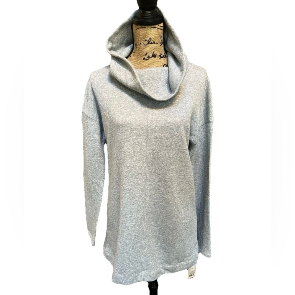 A New Day Women’s Gray Silver Metallic Cowl Sweater Sweatshirt Tunic Med Cozy
